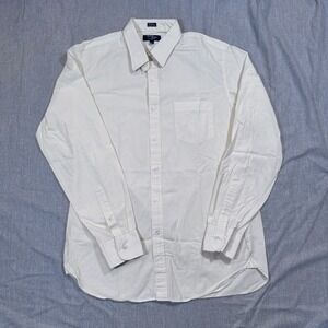 J Crew Shirt Mens Large‎ White Yellow Check Plaid Button Down Thompson Shirting
